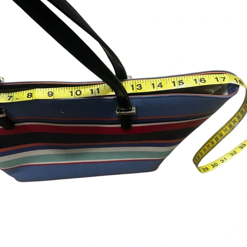 Kate Spade Cedar Street Colorful Striped Leather Tote Bag w/Dust Cover Like New!